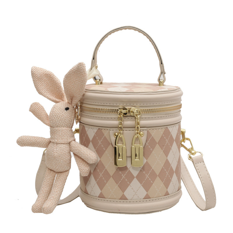 High Quality Fashion Crossbody Handbag Luxury Designer PU Bucket Shoulder Bags Zipper Closure Crossbody Ladies Diamond Grid Purse Saddle Bags