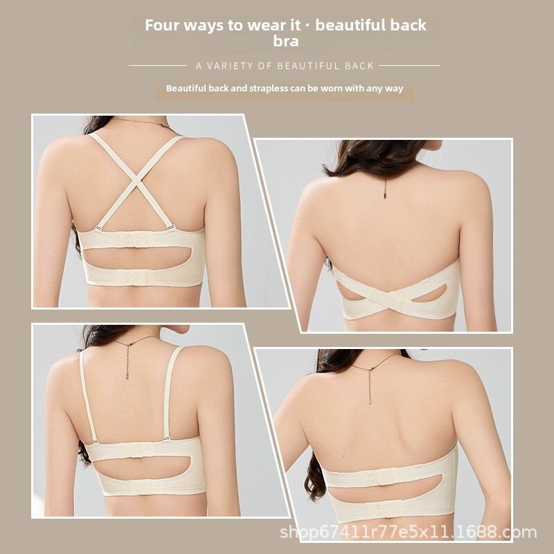 Strapless strapless lingerie for women's summer thin style with small breasts gathered together, non slip, steel ring, no trace, invisible beauti