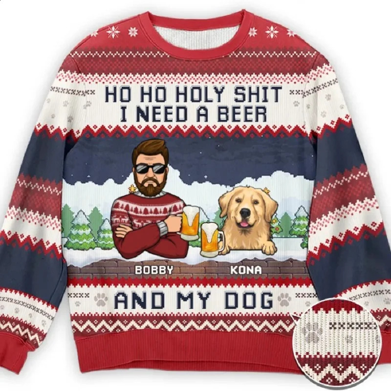 Men Women Ugly Christmas Sweaters Xmas Happy Knitting Casual Long Sleeve Jumpers 3D Print Party Crewneck Sweatshirt Plus Size 240821