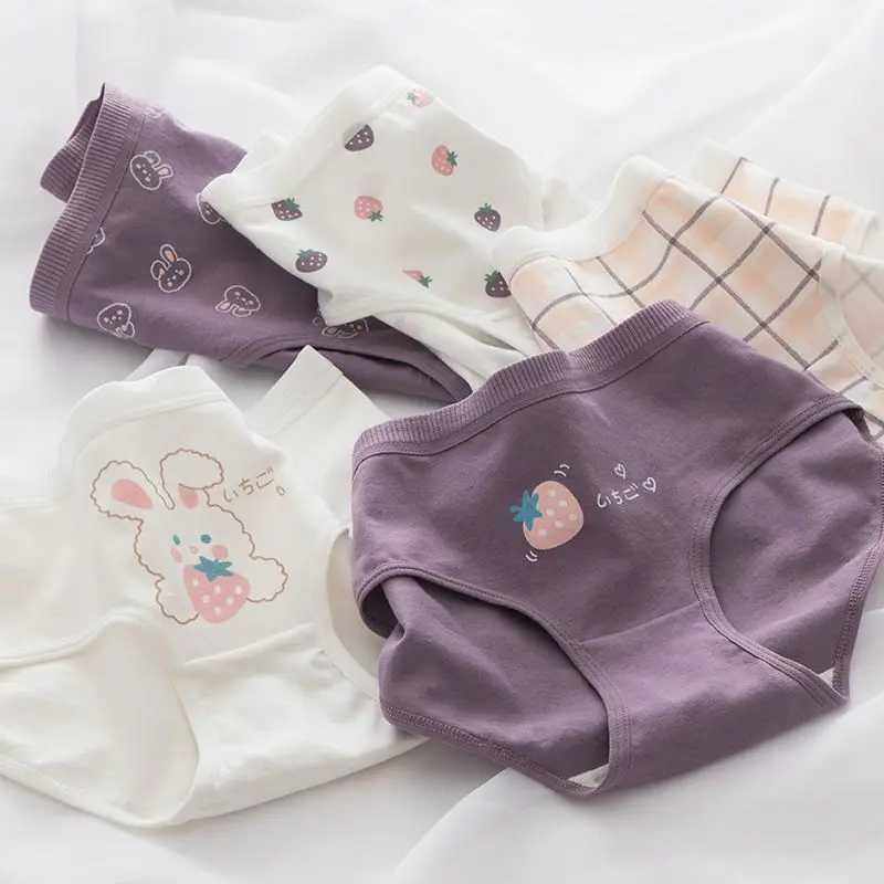 5PCS Kids Thin Cotton Antibacterial Panties Girl Soft Breathable Briefs 3+y Young Children Underwears Baby Cute Cartoon Knickers Y240821