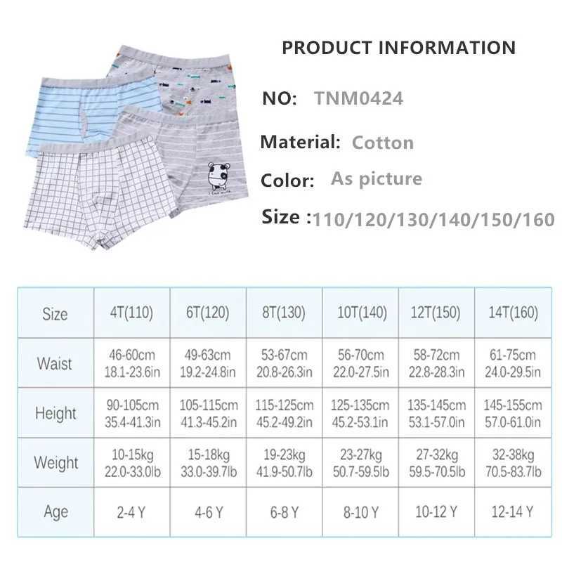 2Pc/Lot Boys Panties Cotton Boxer Shorts Briefs Kids Children Clothes Underpants 110-160 Y240821
