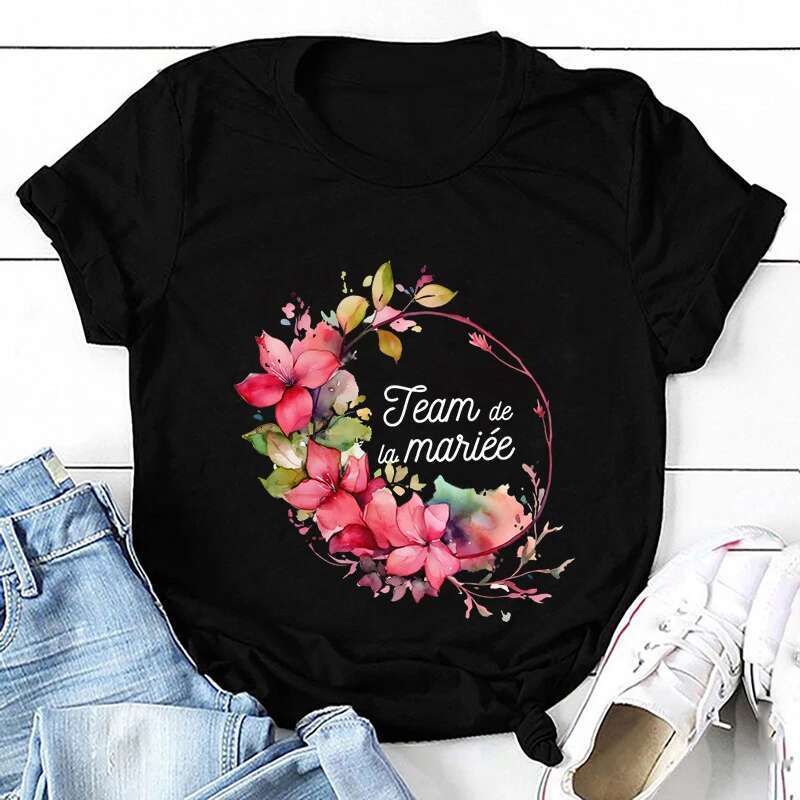 T-shirt Bride Bridesmaid Top Women Bachelorette Party T-shirts Short Sleeve Tee Shirts Team De La Mariee Tops smaid s s
