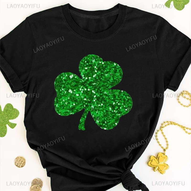 Patrick's St. Day Clover Print T-shirtv Man Women Casual Short Sleeve Crew Neck T Shirt for Spring & Summer Women's Clothing 's