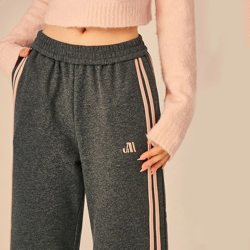 Gidyq Women Bow Casual Pants Fashion Korean Streetwear Stripe Loose Wide Leg Spring All Match Female Straight Trousers 240821