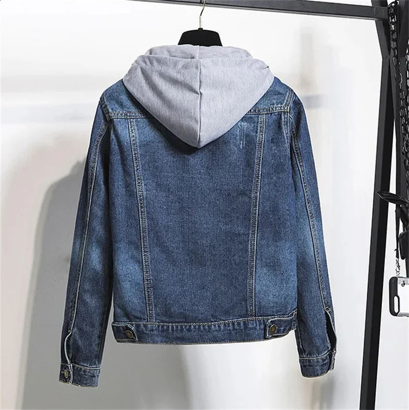 Solid Womens Denim Jacket Hooded Short Coats Fashion Casual Spring Winter Jackets Comfortable Ladies Streetwear 24