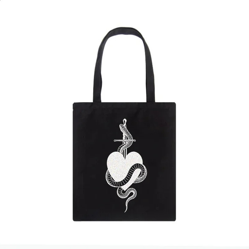 Gothic Spider Vintage Shopping Canvas Bag Women Bag Dark Snake Shopper Bag Casual Tote Women Shoulder Bags Bolsa Feminina 240821
