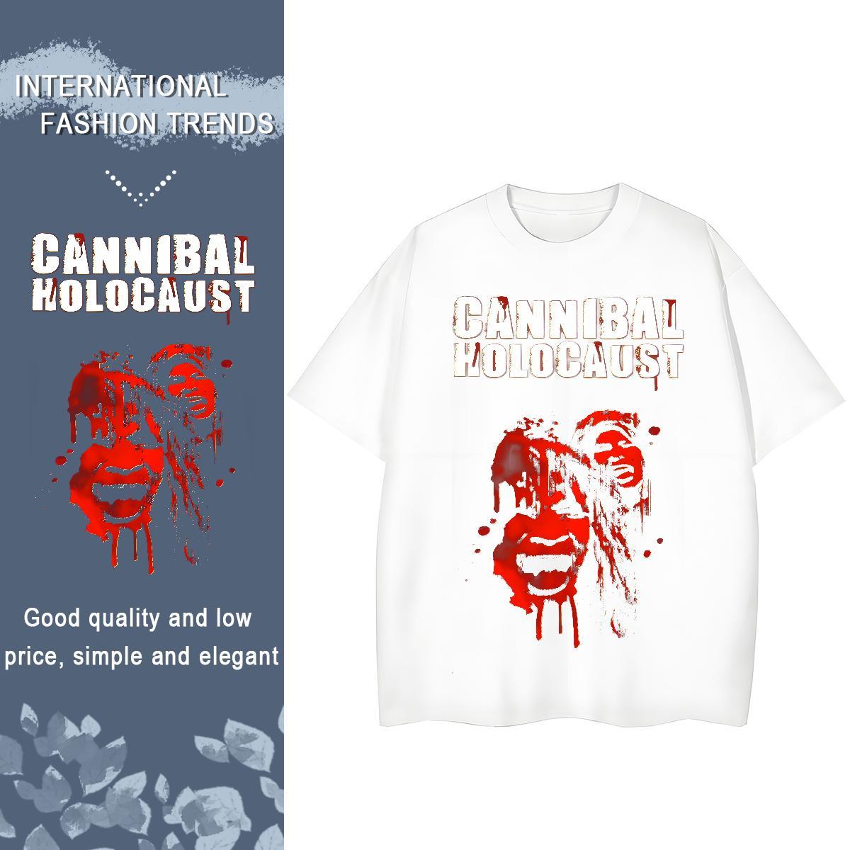 2024 Summer Mens Tshirts 230g 100% Cotton Beach scary Crew Neck Man T Shirts Cool Cartoon Printing L-4XL Tees Shirts