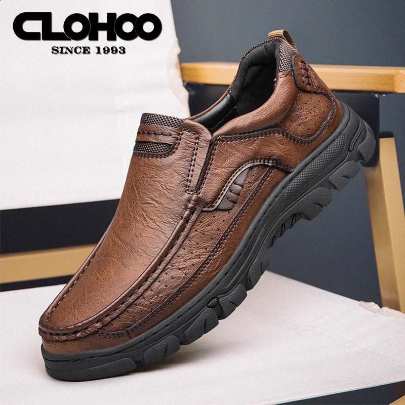 CLOHOO handmade shoes breathable casual leather shoes classic hand sewn mens shoes 240821