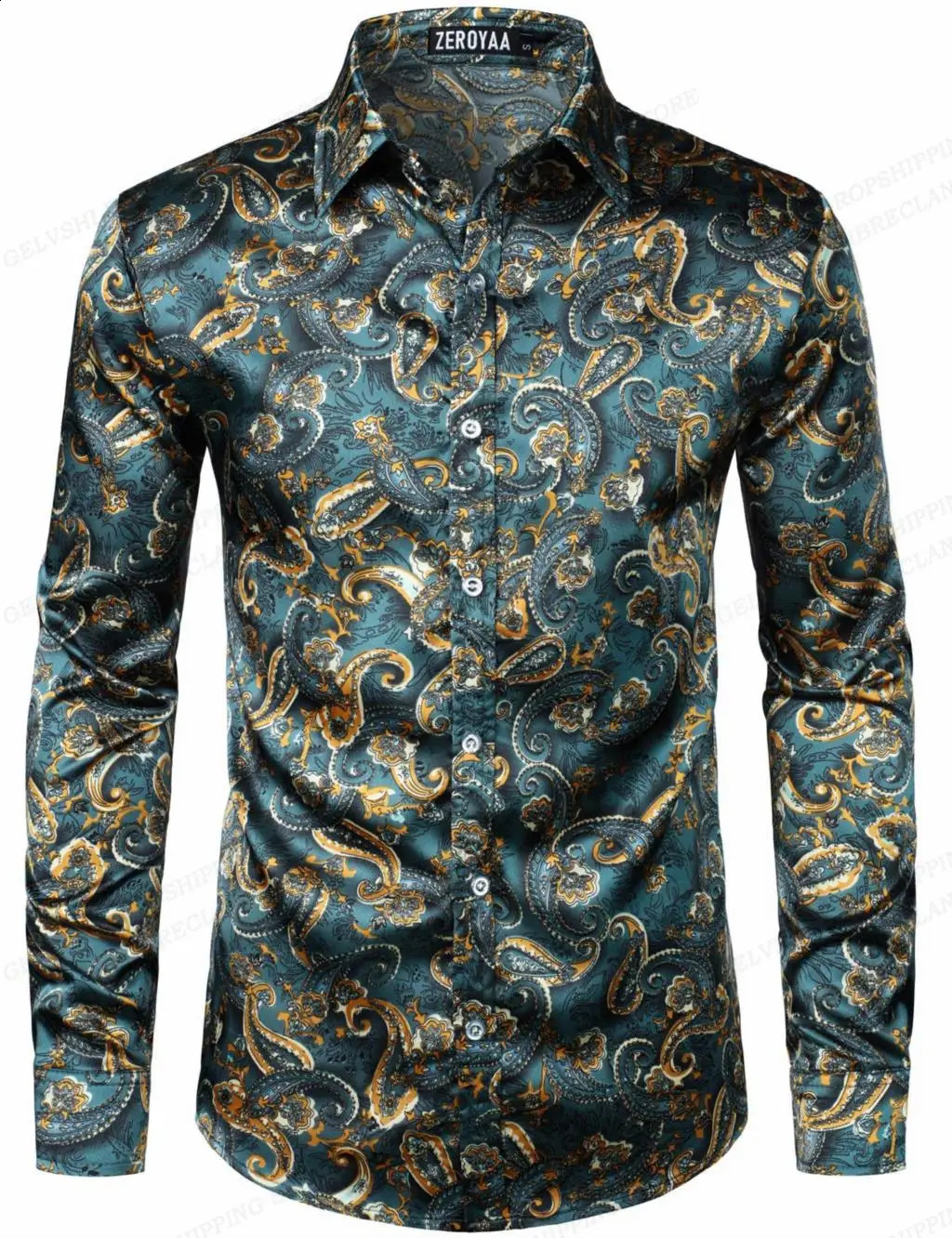 Golden Chain Hawaiian Shirt Butterfly 3D Printed Shirt Mens Fashion Shirt Long Sleeve Beach Shirt y Collar Shirt Mens Clothing 240821