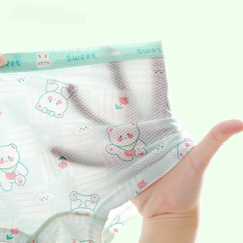 Summer Kids Thin Mesh Breathable Panties for Girls Cute Print Knickers Baby Soft Antibacterial Briefs 3+y Young Child Underwears Y240821