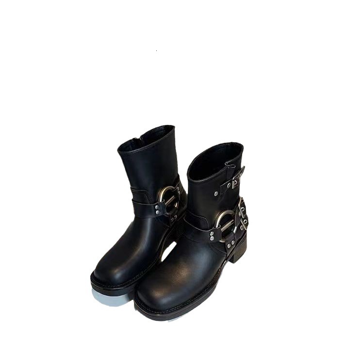 Ddmysports Grape Mom S Autumn Winter Collection Round Ead Belt Buckle Thick Eel Western Knight Women Genuine Leather Igh Eels Short Boots OUTDOOR