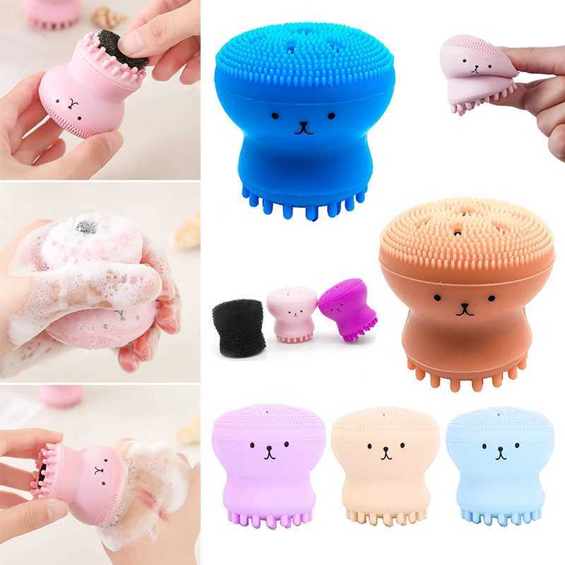 Octopus Facial Brush With Sponge Skin Cleaning Brush Face Cleaner Small Skincare Makeup Tools Y240821