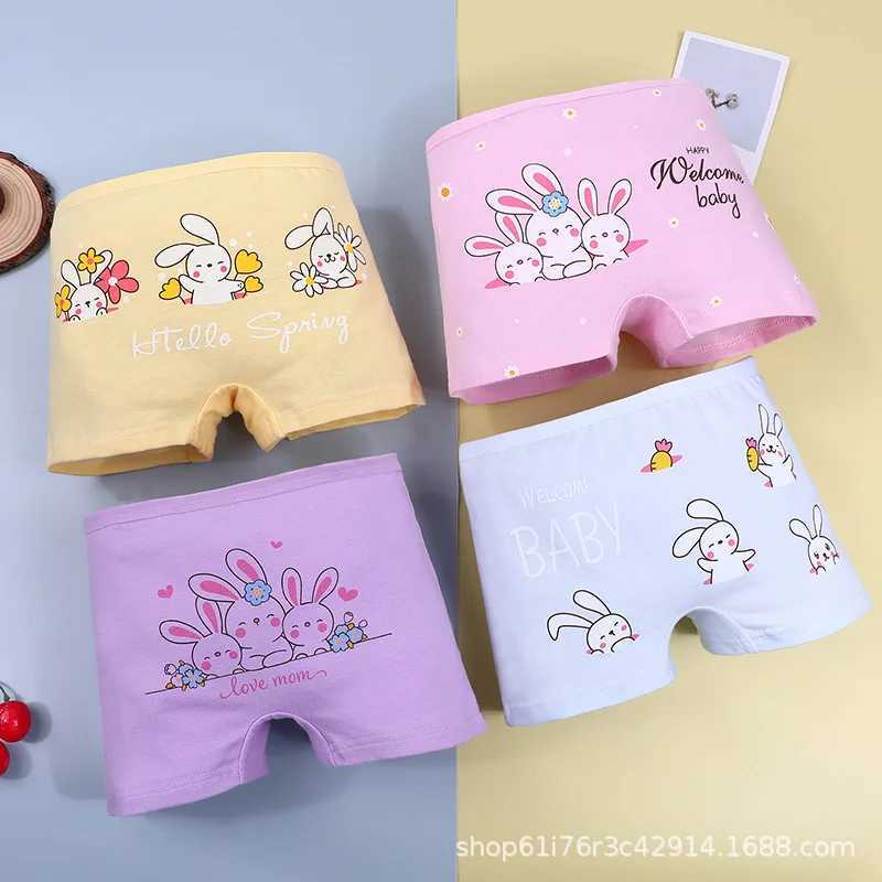 4PCS/Lot Girls Cotton Underwear Toddler Children High Waist Cartoons Boxers 1-9Years Kids Panties Teenagers Underpants Y240821