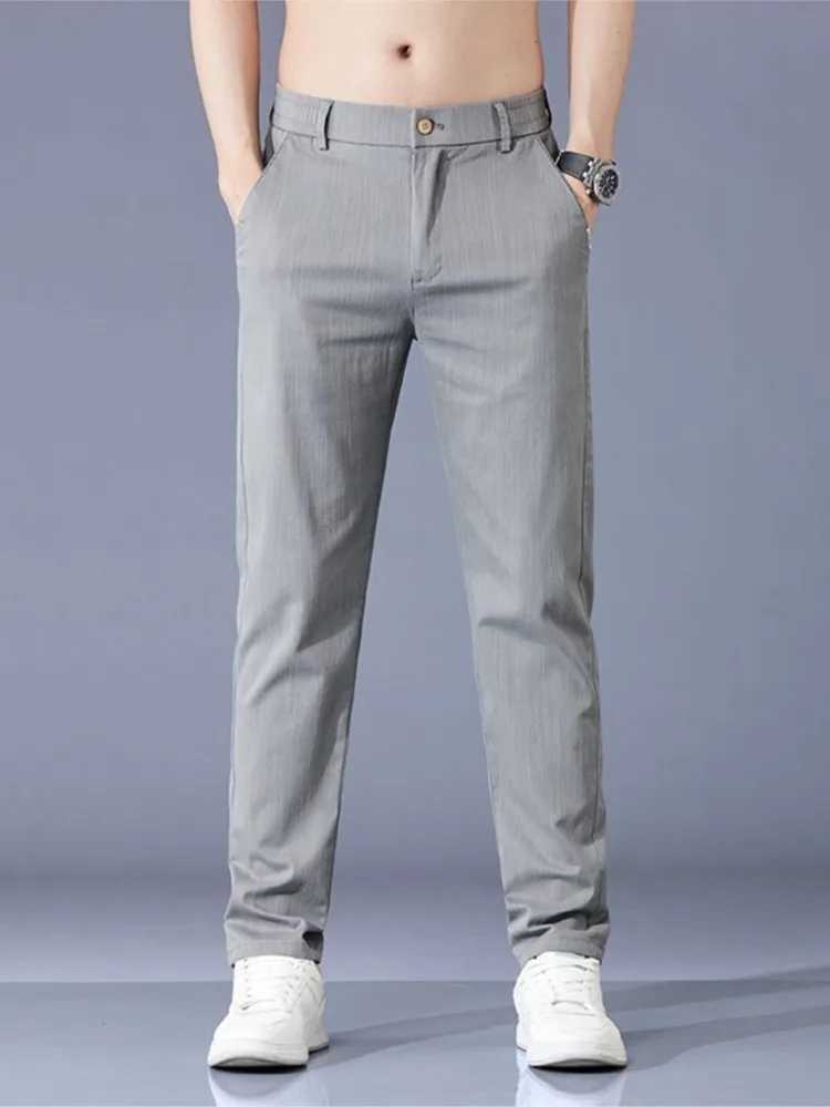 Mens pants lightweight and comfortable cotton spring and summer solid color fashion brand high-quality casual mens Trouser down jacketW240725