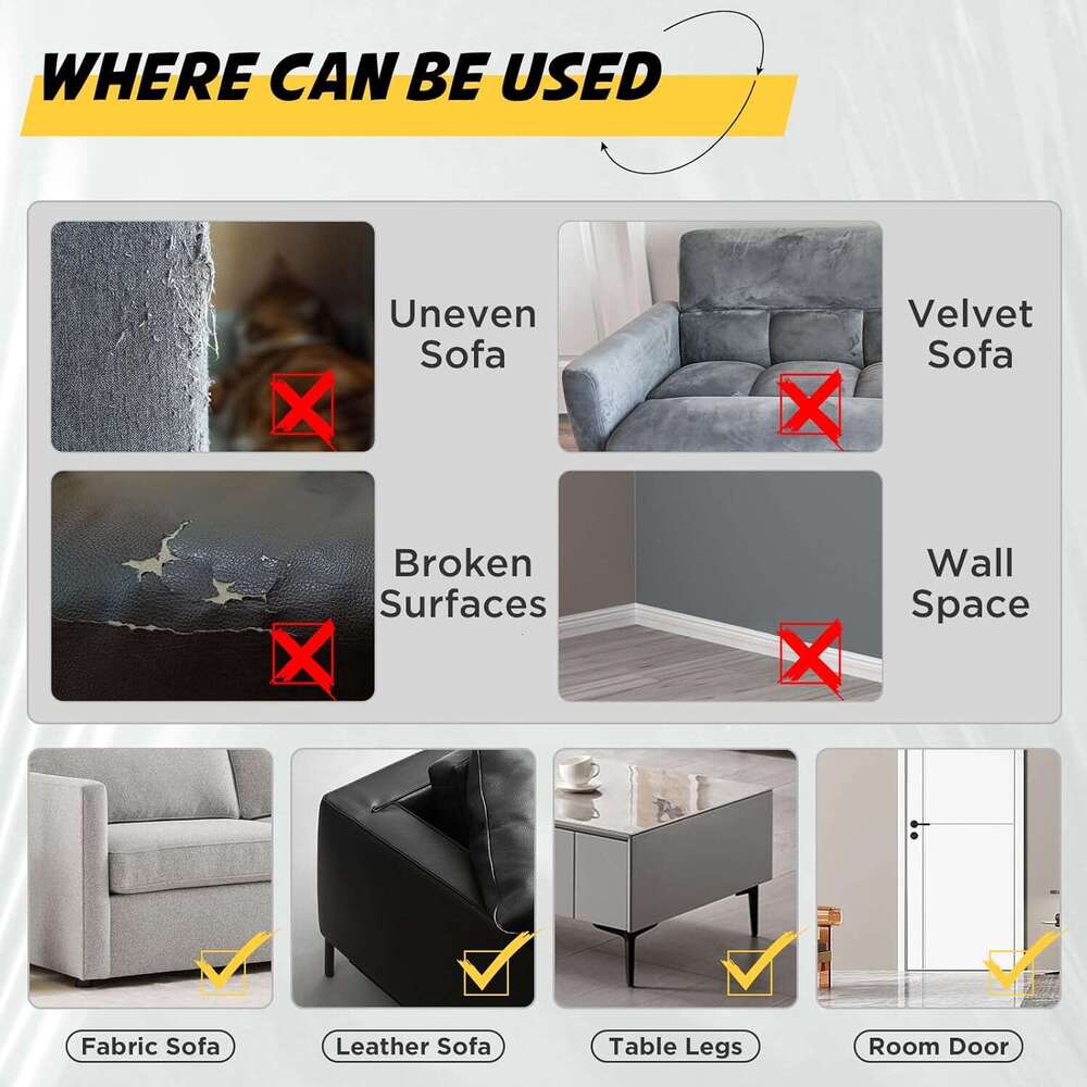 OBSEDE Scratch Furniture - Couch Protector from Cat Claws Plastic Cover Adhesive Clear Flexible Sofa Guard Single Side Sticky Deterrent Training Tape 