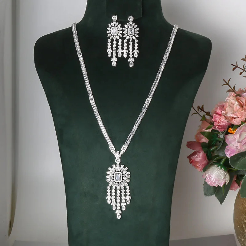 jankelly 2pcs Bridal Zirconia Jewelry Sets For Women Party Dubai Nigeria CZ Crystal Wedding 240813