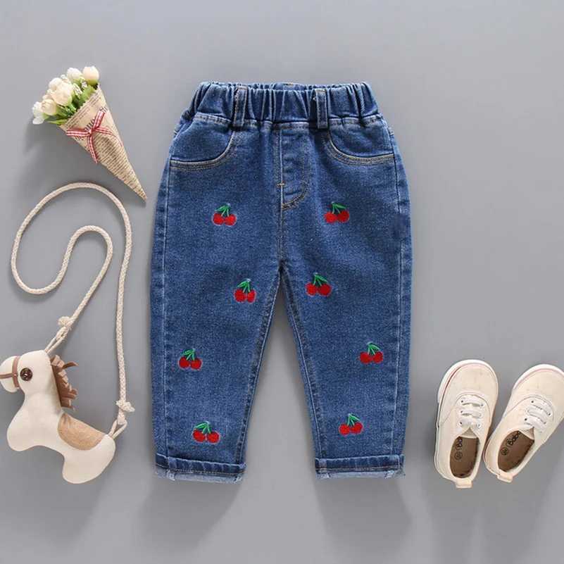 2024 Summer Boys Breathable Versatile Solid Color Printed Cartoon Cherry Mosquito Pants/Jeans 1-6 Years OldW240819