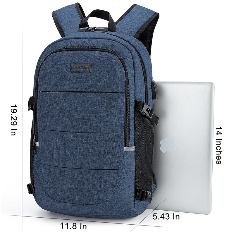 Fashionable multi pocket neutral backpack waterproof antitheft 14 inch computer USB and headphone reserved ports 240820
