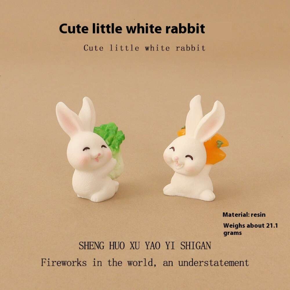 Charming Handcrafted Gardening Theme Small Figure Set Featuring Rabbits Among Vegetables Perfect Accent Piece