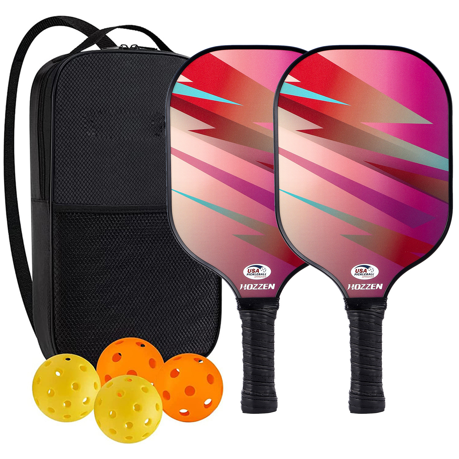 High-Performance Fiberglass Pickleball Paddle for Competitive Outdoors Games 2 Paddle & 4 ball & 1 bag 9917-9919