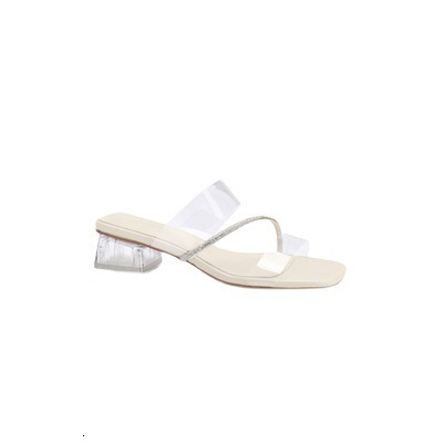 Ddmysports Grape Mom S Spring New Style Diamond Ribbon Transparent Square Ead Show Legs Long Crystal Thick Eel Slippers For Women Igh Eels OUTDOOR