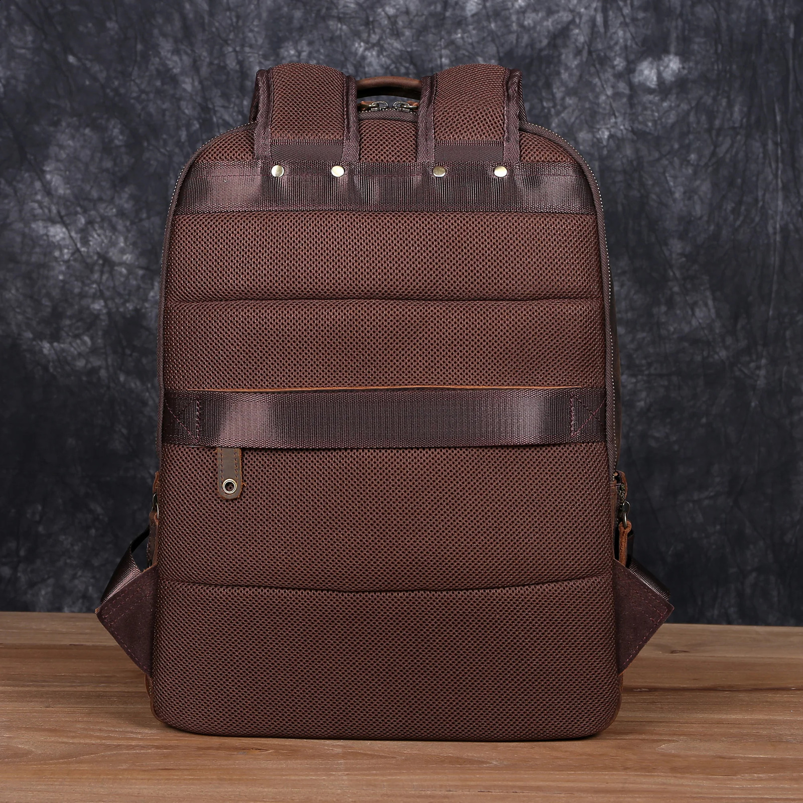 Retro leather backpack mens top denim large capacity hiking bag multilayer travel computer 240820 e97d 4