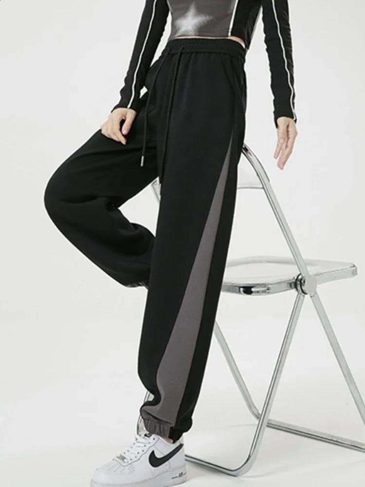 Pants Women Panelled Drawstring Workout All-match Streetwear Fashion Leisure Teens American Style Daily Autumn Stylish Trousers 240821