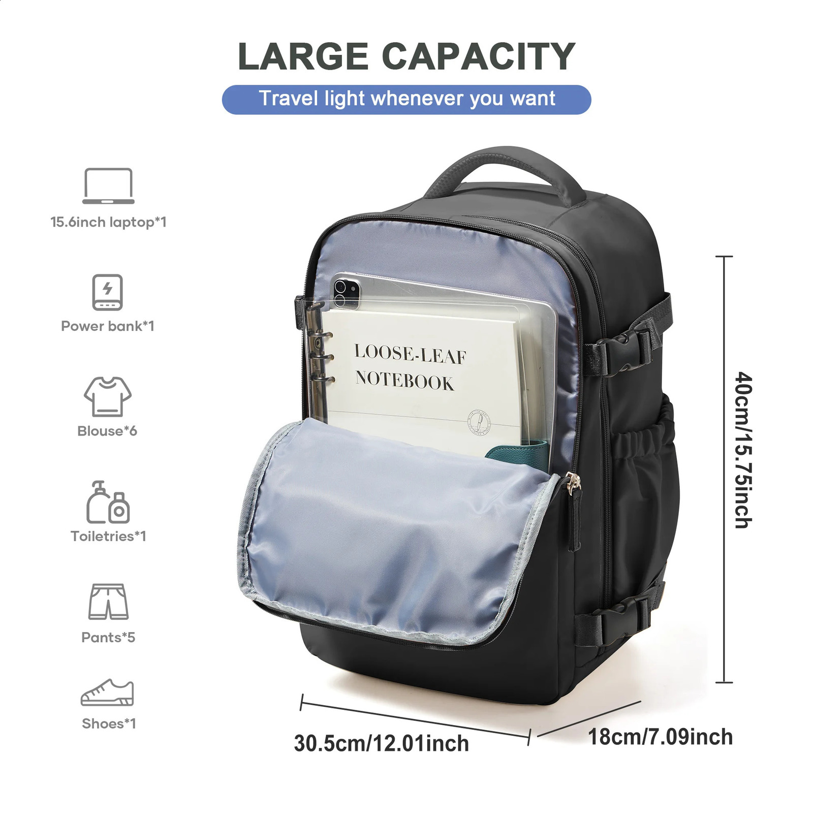 Womens travel backpack mens business laptop bag university waterproof cabin Wizzair 40x30x20 240820
