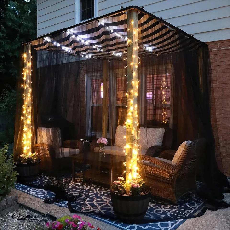 Patio Garden Mosquito Net Adjustable Porch Screen Mesh Outdoor Curtain Lightweight for Gazebo Pool Hut Bug Netting 240820