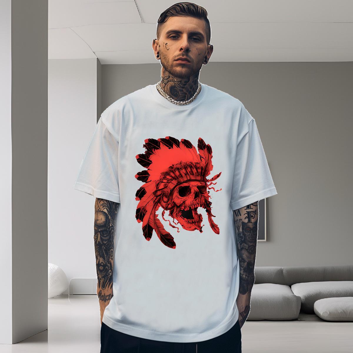 Casual New Tshirts 230g Pure Cotton Daily Wear scary Breathable Short Sleeve Mens T Shirts Soft Oversized 4XL Clothes