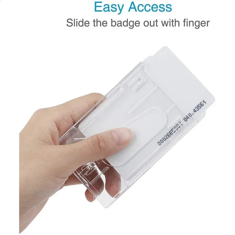 Transparent dual card slot ID tag badge holder with scroll 2card storage organization employee pass work shell sleeve w240820
