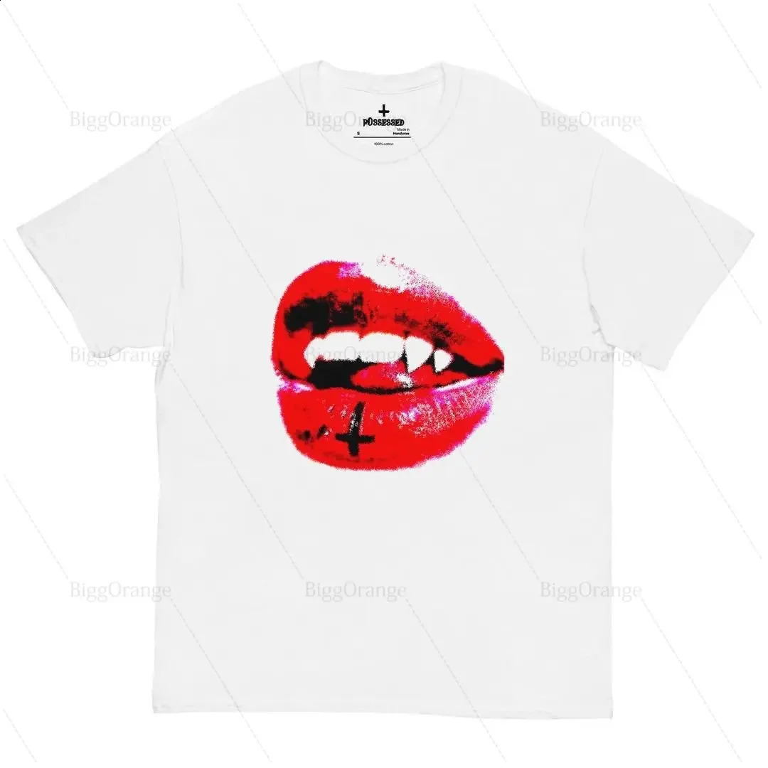 All Cotton Street Oversized T Shirts Women Sexy Lips Tops Y2k Grunge Harajuku VintageAmerican style Goth Women Clothing 240821