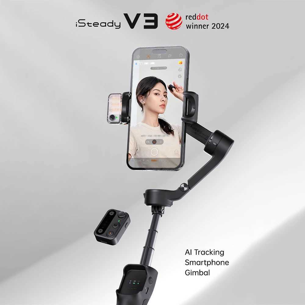 Stabilizers hohem iSteady V3 Extendable 3-Axis Smartphone Gimbal Stabilizer Foldable Phone Vlog Gimbal AI Tracking Gesture Control for Phone CL240821 
