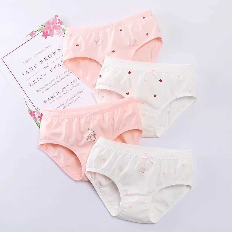 4PCS Girl Antibacterial Panties Summer 3-8Y Young Children Cotton Underwears Soft Kids Thin Breathable Briefs Baby Cute Knickers Y240821