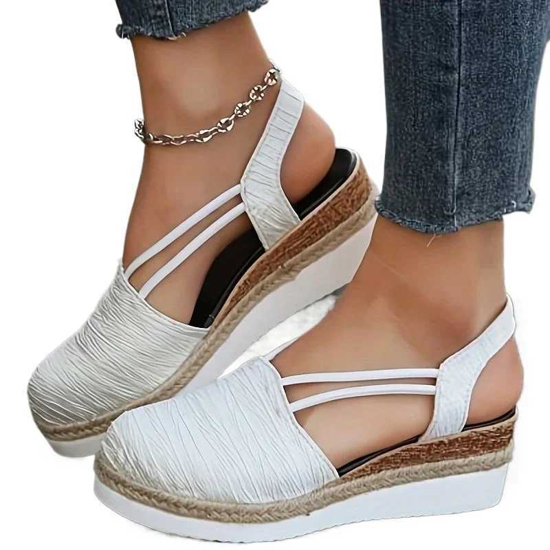 Womens Wedges Sandals Platform Shoes Outdoor Closed Toe Casual Flat Sandals for Women Retro Light Womens Wedges Walking Shoes CL240806