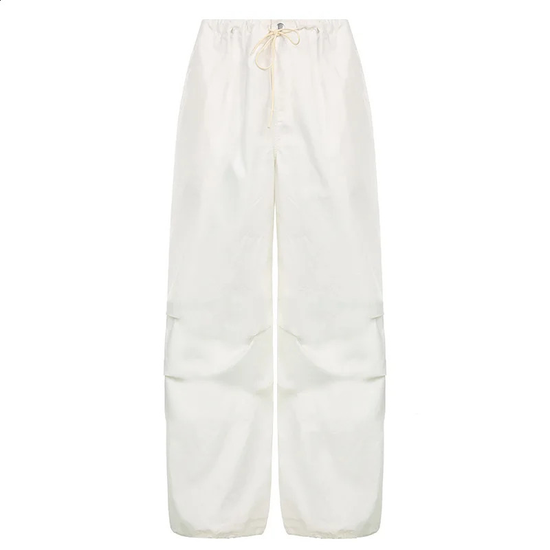 QWEEK Techwear Sweatpants Women Baggy Hip Hop Parachute Cargo Pants Y2k Low Waist Streetwear Casual Loose Wide Leg Joggers Pants 240820
