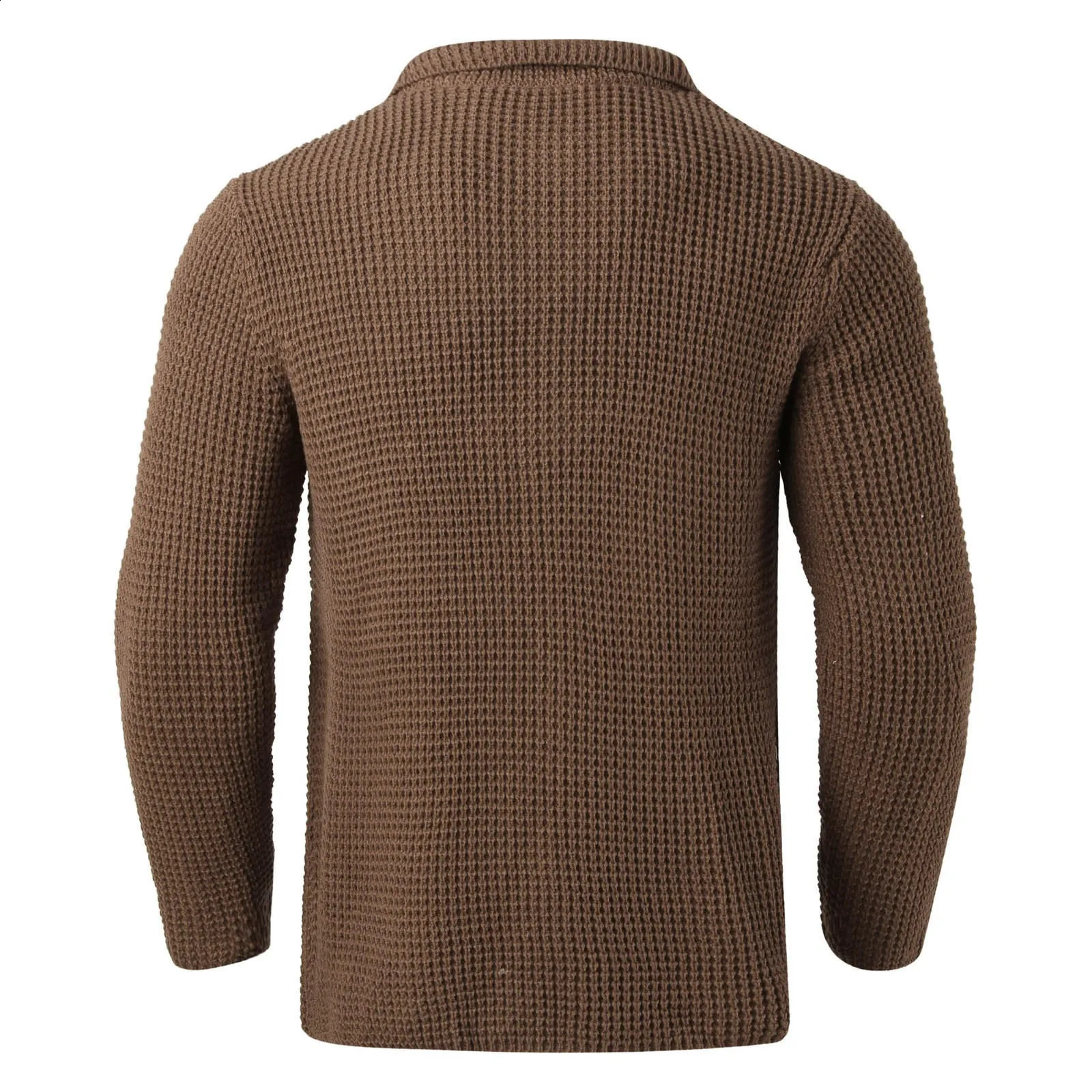 Mens single chest cardigan autumn winter knitted sweater jacket long sleeved stand up collar slim fit top 240821
