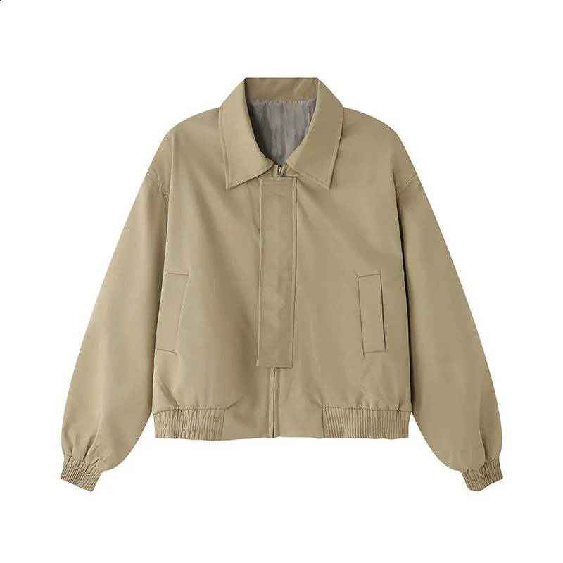 Autumn Broad Shoulder Pilot Jackets Niche High Class Thin British Vintage Loose Coats Mens Casual Lapel Short Baseball Tops 240820