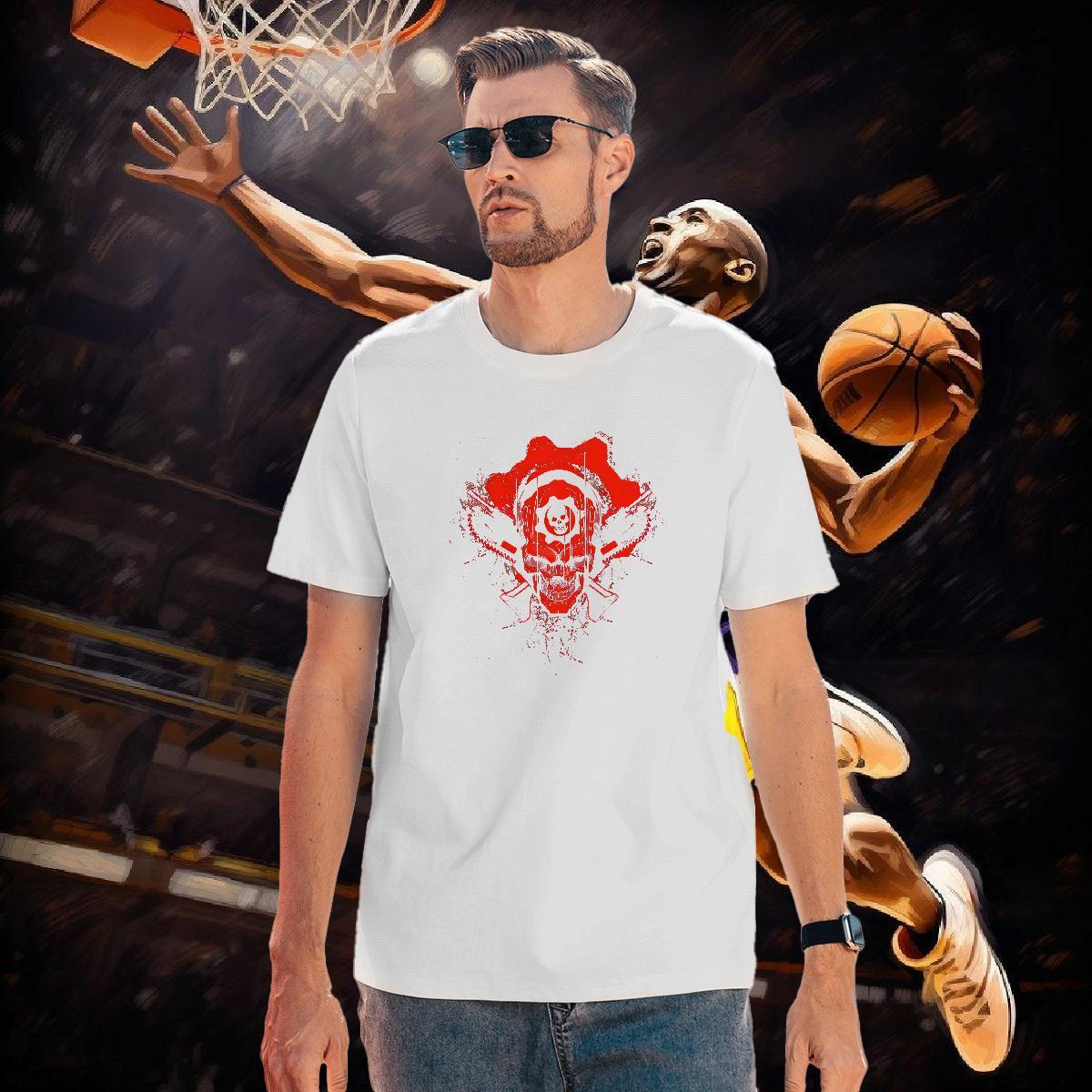 Classic Casual SKULL Men Clothes T-Shirt 230g Cotton T-Shirts for Men Plus Size Cartoon Sports Casual Breathable Short Sleeve Brand Tee Shirt