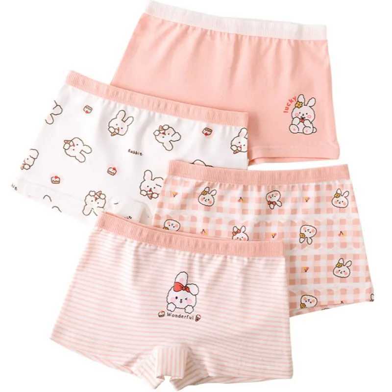 4PCS Girls Cotton Antibacterial Panties Kids Thin Breathable Knickers Cute Print Soft Comfort Underwears 3+y Young Child Clothes Y240821