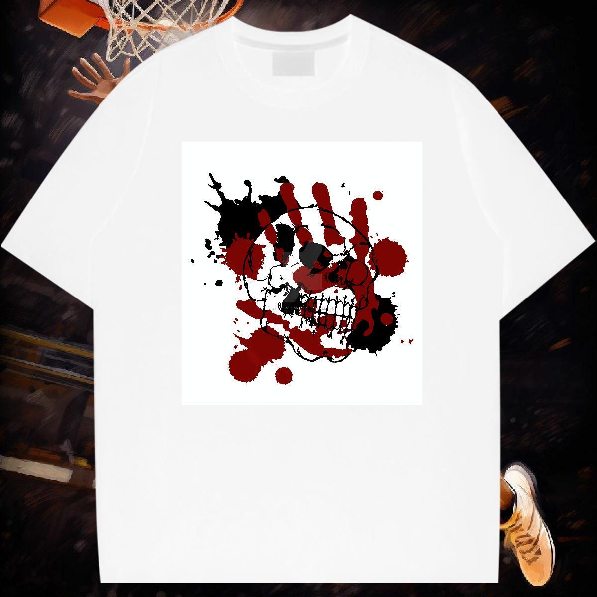 Factory Direct Men Tees 230g Pure Cotton Casual skull Breathable Short Sleeve T-Shirts for Men Comfortable Oversized 4XL Polos