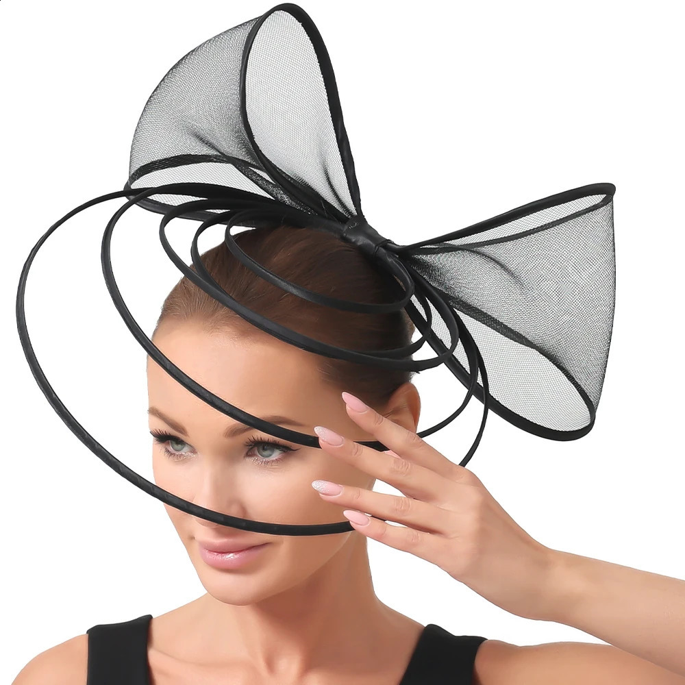 Big Fascinators Hat For Women Weddings Amazing Headwear With Bow For Party Kenducky Royal Asscot Pillbox Cap Hair Clip Bride 240808