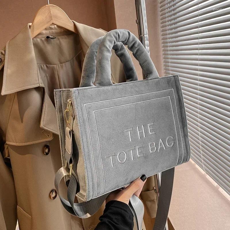 Fashion Tote Handbags - Chic Square Velour Crossbody Bag, Elegant Letter Print Shoulder Bag Women, Lightweight For Daily Use New Free Delivery Designe