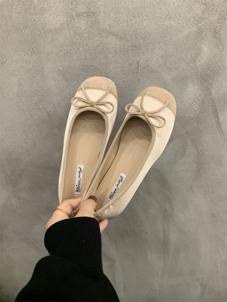 Ddmysports Evening Bow Flat French Single Shoe Soft Sole Grandma Gentle Women S Spring And Autumn Shallow Mouth Scoop Shoes OUTDOOR