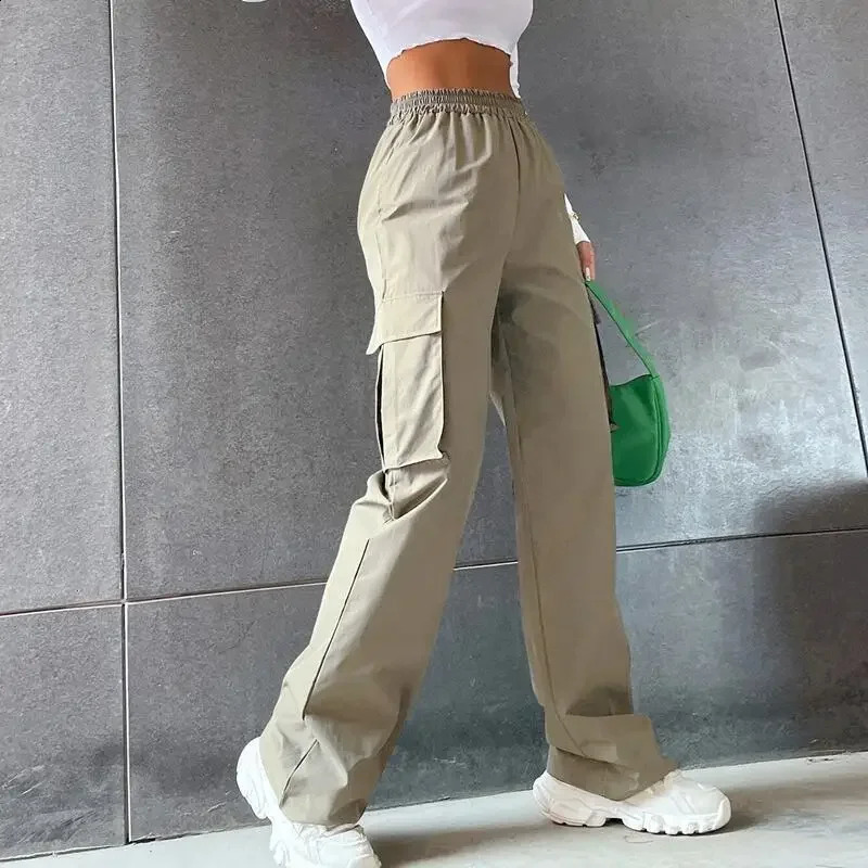 American casual mens straight leg long womens trench fashionable cargo pants pocket 240821