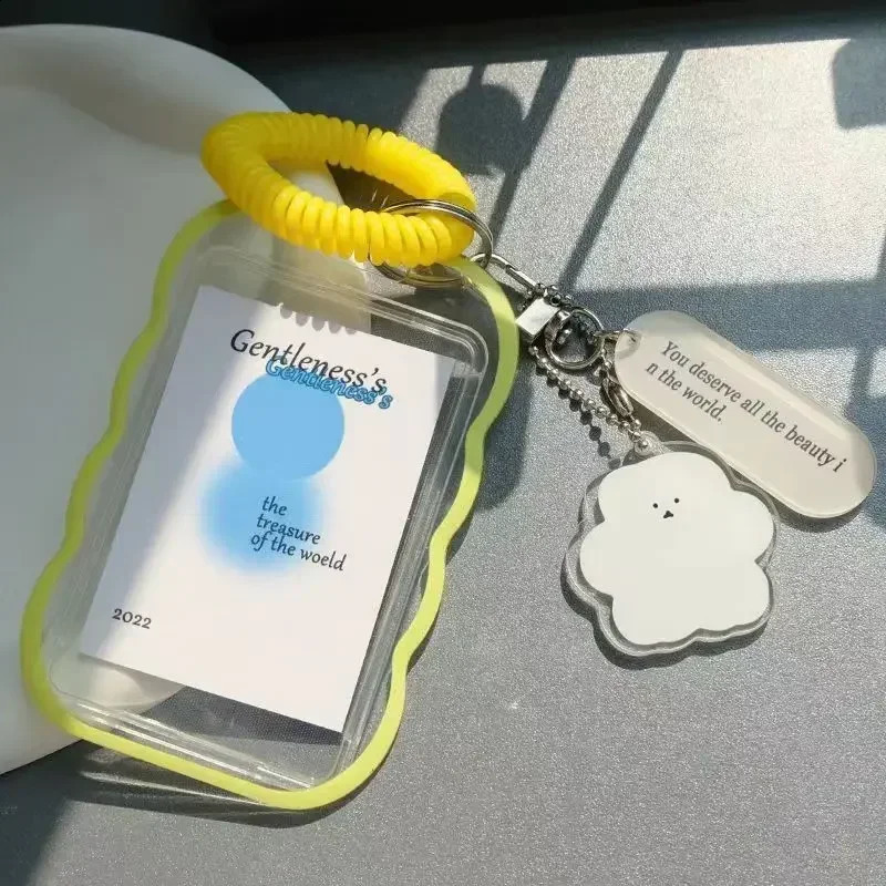 A simple ID card holder with a drawstring Korean Kpop po cover transparent and visible protector 240820