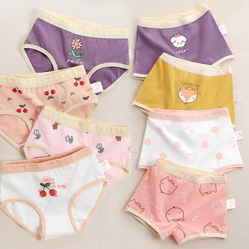 4PCS Girls Cotton Panties Summer Kid Thin Breathable Cartoon Briefs Young Children Underwears Toddler Antibacterial Knickers Y240821