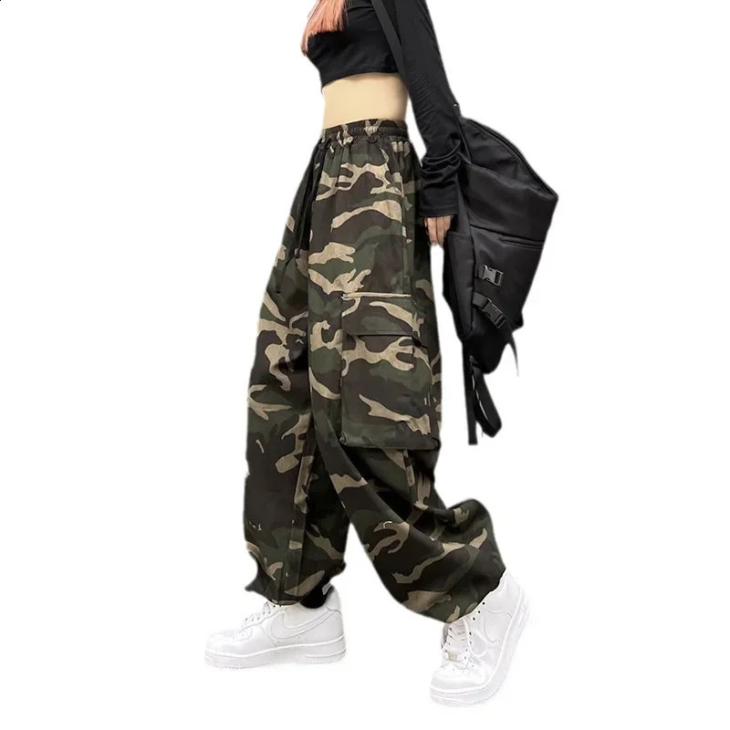 Hip hop retro camouflage sports pants womens jazz dance cargo summer fashion Ins style 240821