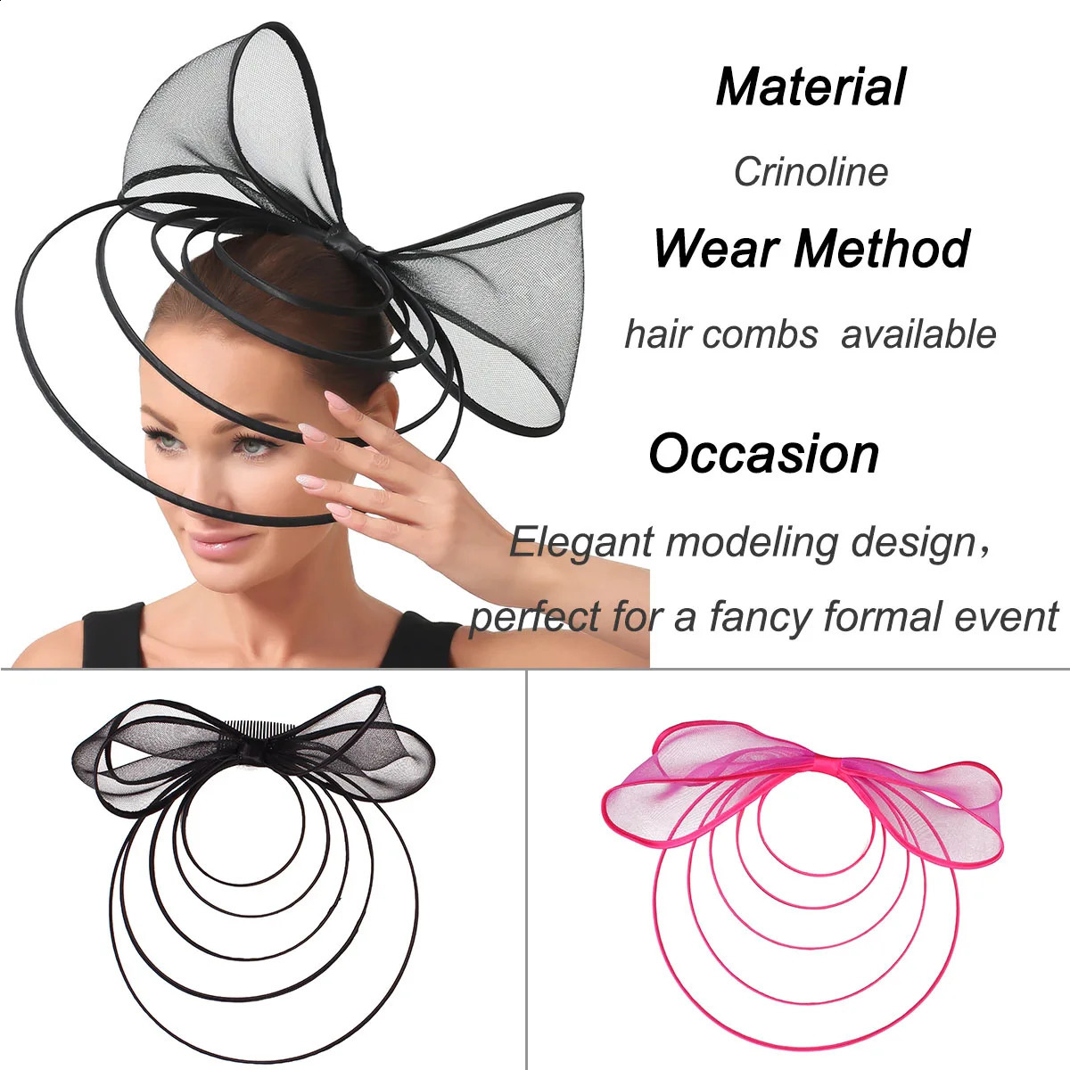 Big Fascinators Hat For Women Weddings Amazing Headwear With Bow For Party Kenducky Royal Asscot Pillbox Cap Hair Clip Bride 240808