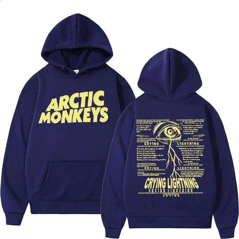 Rock Arctic Monkey Weeping Lightning Hoodie Mens Harajuku Hip Hop Punk Gothic Sportswear Casual Printed Cotton 240820